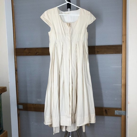 MaxMara Dresses & Skirts - 's Maxmara Cream Button Front Cap Sleeve Pleated A-Line Maxi Dress Sz S/M